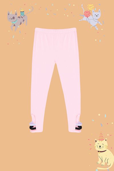 TRENDYOLKIDS Rosa Mädchen Basic Strickleggings mit Streifen und detaillierten Seiten TKDSS24TA00002