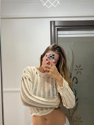 Touz Moda Belt Boy's Oversize Cream Knitwear Knit Sweater