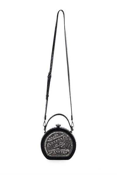 ELATAE Women's Shoulder Strap Stone Cross Bag Black 17059