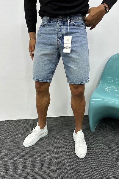 MADZEYMODA Ανδρικό μπλε τζιν - σχέδιο τζιν σορτς