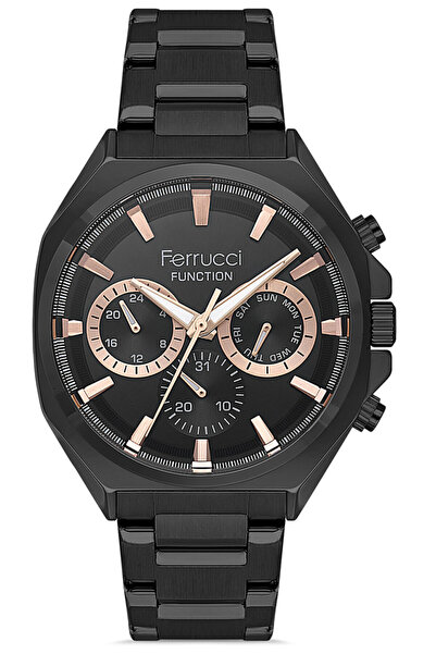 Ferrucci Men's Sports Watch - Steel Case, Stainless Cord, Geometric Model, In...