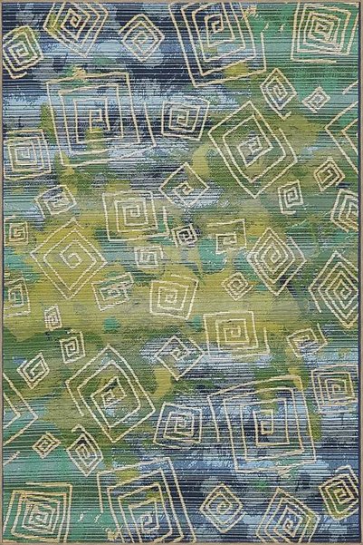 Rugs Modern Halı Green Modern Patterned Woven Base Washable Carpet Miravip8393