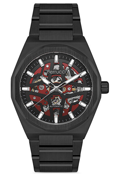Ferrucci Erkek Çelik Kasa Otomatik Kol Saati Çelik Kordon Paslanmaz Çelik Premium Pilsiz Geometrik Model
