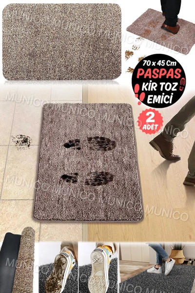 Munico 2 Adet Mikrofiberli Paspas Ayakkabı İzini Temizleyen Çamaşır Makinesinde Yıkanabilir Kir Toz Emici