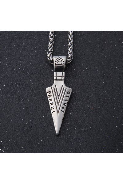 Viking Valknut Embroidered Nordic 316L Large Size Necklace with Runic Symbol