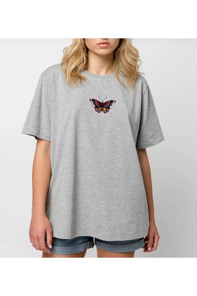 Elfa Tekstil Giri Patterned Large Size Women's T-Shirt