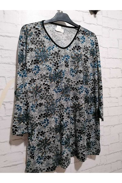 anne moda ankara Καλοκαιρινό Μεγάλο Μέγεθος Βισκόζη Μπλουζάκι - Κάπρι Μανίκια