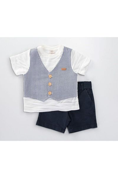 MİMBOKİDS 2-Piece Set for Boy - Vest Model T-Shirt and Shorts