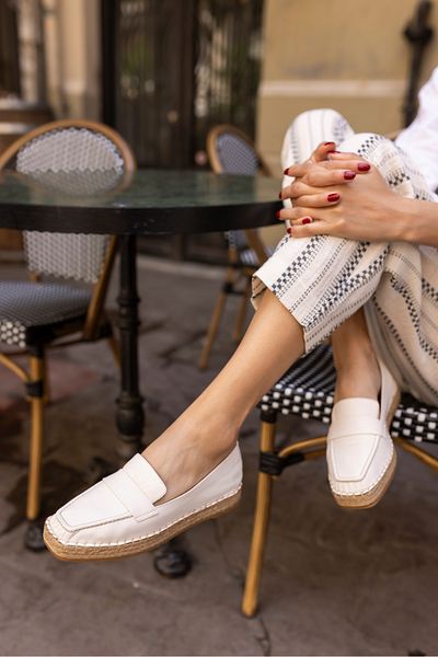 ANGELİNA JONES PALMER WOMEN'S WHITE GENUINE LEATHER ESPADRILE SHOES