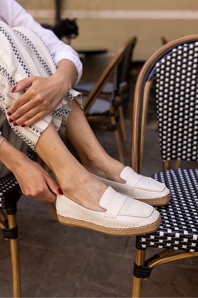 ANGELİNA JONES PALMER WOMEN'S WHITE GENUINE LEATHER ESPADRILE SHOES