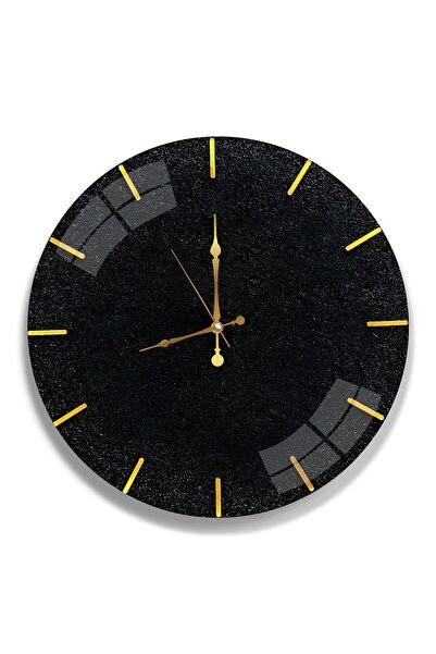 EMYA HOME Ρολόι από Μαύρο Πέτρινο Γυαλί - 40 cm