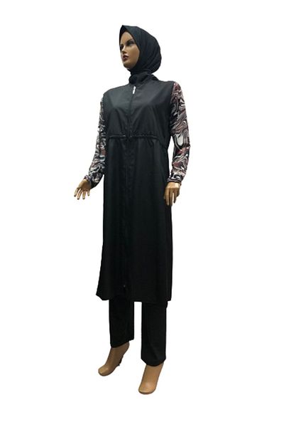 eflin Women's Clothing Hijab Black-Tarcin -White Full Covered Hijab Swimsuit Large Size Option