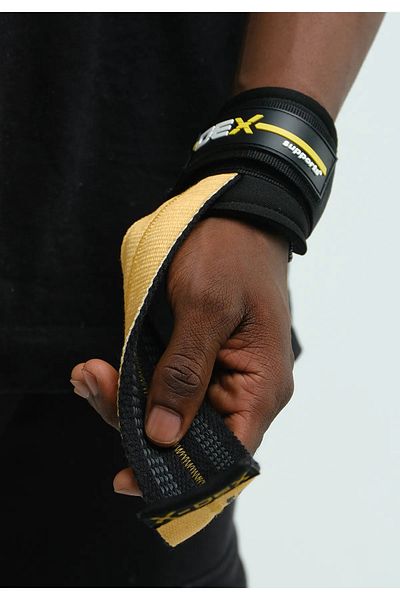 Dex Supports أشرطة رفع T-Grips ووسادة ركبة رياضية - حزام رفع الأثقال 2 قطعة