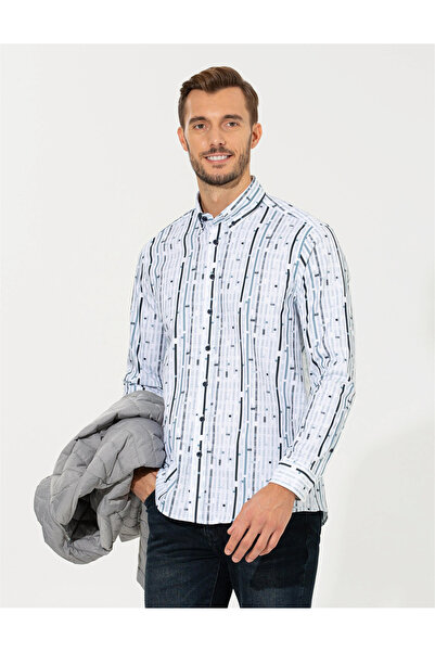 Pierre Cardin Lacivert Regular Fit Uzun Kollu Gömlek