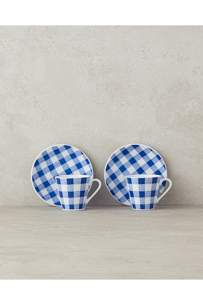 English Home Helena Porcelain Blue Cup Set for 2 People - 4 Pieces