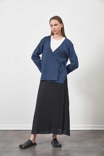 Mevra Indigo Knitwear Double Breasted Jacket