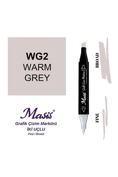 Masis WG2 Hot Gray Double Ended Marker Graphic Drawing Pen