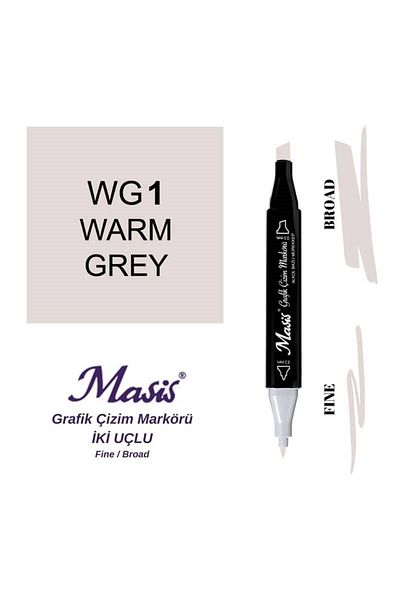Masis WG1 Model Warm Gray Double Ended Graphic Drawing Pen