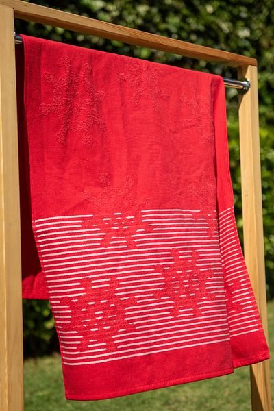 Menderes Home Πετσέτα θαλάσσης Red Wheel Curl - Cotton Collection