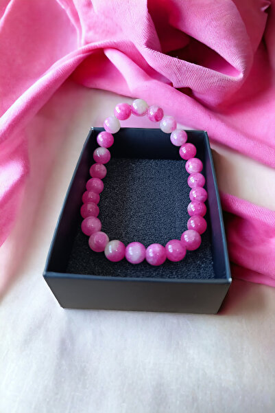 MGA DOĞAL TAŞ Ceyt Taşı Bileklik Pembe Bileklik Kadın Bileklik Renkli Bilekli...