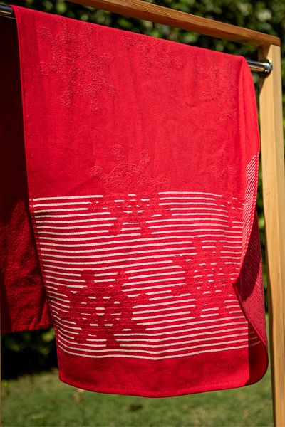 Menderes Home Πετσέτα θαλάσσης Red Wheel Curl - Cotton Collection