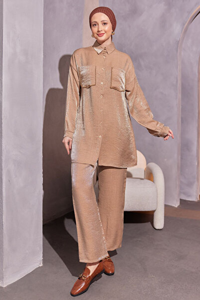 benguen 3985 Model Camel Double Set - Bead Detailed Pockets