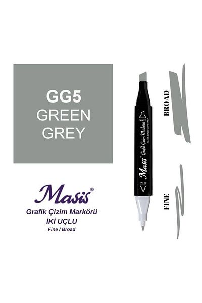 Masis GG5 Model Double Ended Green and Gray Graphic Drawing Pen