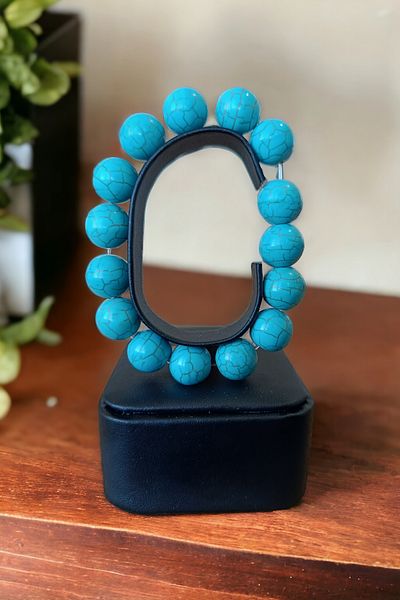 MGA DOĞAL TAŞ Turquoise Turquoise Bracelet - 14 mm Large Size Stone