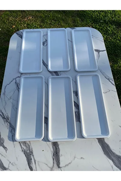 NEWTREND Züccaciye 2 Models of 6 White - Baton and Macaron Tray, Coffee and Pastry Serving Presentation Tray