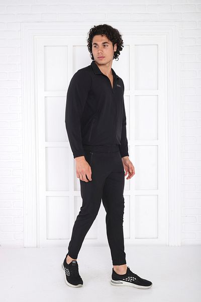 NEED LİFE Black Thin Stand Collar Breathable Sports Tracksuit Set - Men