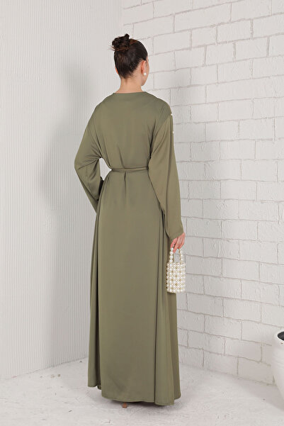 Melike Tatar Pearl Khaki Abaya - Sleeve 32-2051