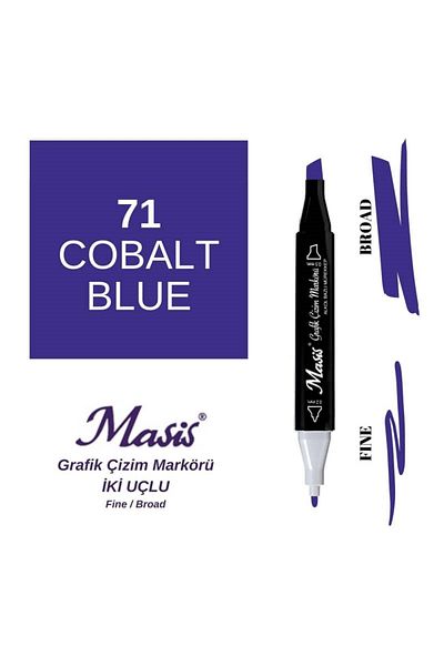 Masis 71 Cobalt Blue Double Ended Graphic Drawing Pen
