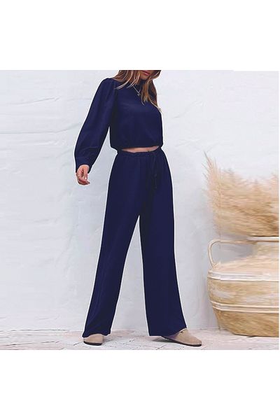 Mothermood High Waist Linen Blouse and Balloon Sleeve Trousers Set - Summer Design