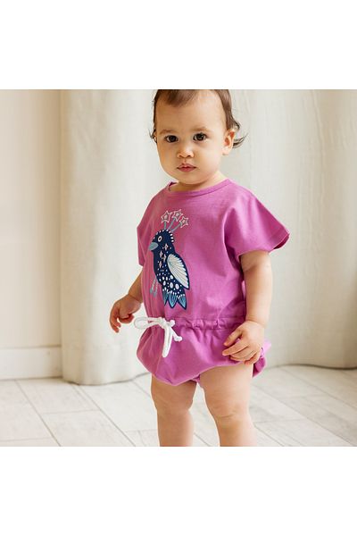 Little Yucca "Butterfly" Organic Cotton Fuchsia Shorts Jumpsuit
