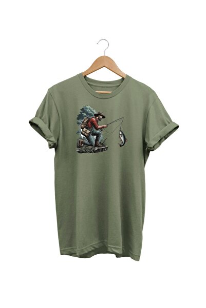 WİDİ Μπλουζάκι με στάμπα χακί Widi Fishing