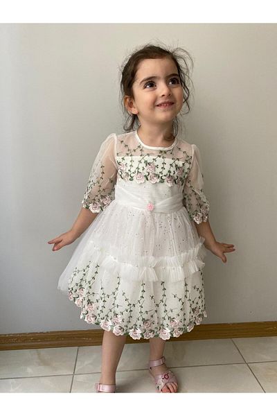 GÜL Baby Flower Detailed Tulle Dress for Birthday