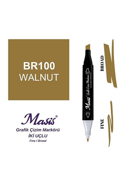 Masis 100 Walnut Double Tip Graphic Drawing Pen