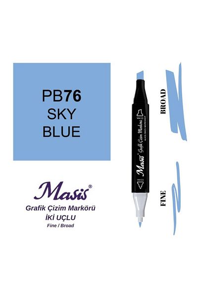 Masis 76 Sky Blue - Double Ended Graphic Drawing Pen