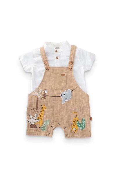 MİMBOKİDS Patterned Salopet Shirt for Baby Boy - Set of 2