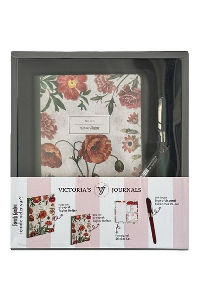 Victoria's Journals Set de 2 dimensiuni pentru grădină franceză - caiet, pix și note lipicioase