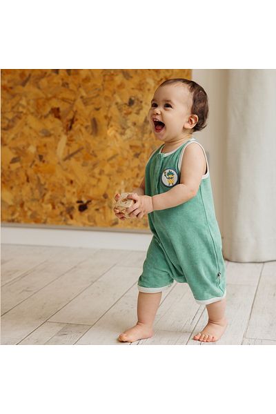 Little Yucca Organic Cotton "Captain" Towel Shorts Jumpsuit