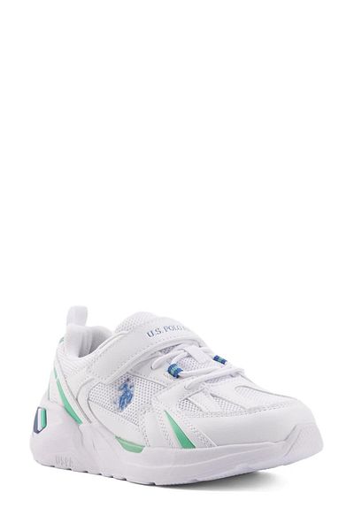 U.S. Polo Assn. Pantofi sport pentru băiat AKITA JR 4FX alb-albastru-alb-albastru-verde