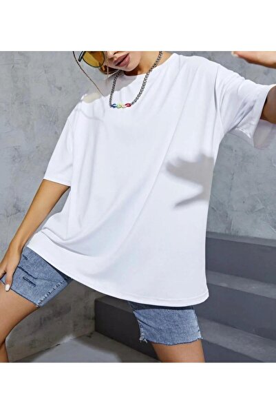 Elfa Tekstil Oversize Λευκό T-Shirt