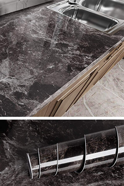 Beatitude Mermer Görünümlü Kendinden Yapışkanlı Folyo Mutfak Tezgah Dolap Masa Kaplama Kağıdı Duvar Süsü