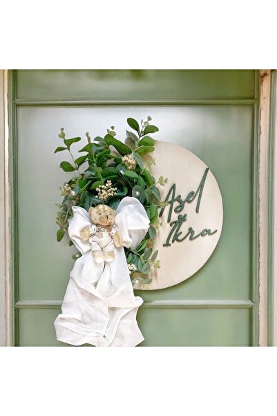 Zubida Bebek Kapı Süsü Beyaz tüllü,incili krem