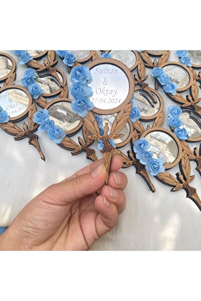 Zubida Mavi El Aynası Nikah Hediyelik 25li