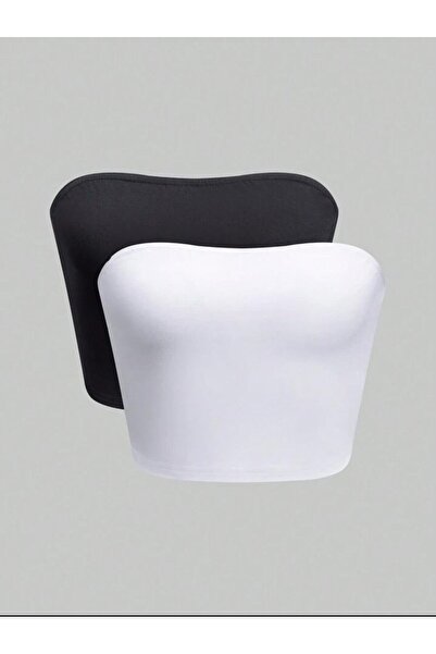 Touz Moda Μαύρο και άσπρο Lycra Σετ 2 βαμβακερών στράπλες