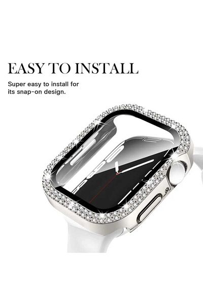 GREGOSS حافظة أنيقة من حجر الماس وواقي شاشة متوافق مع ساعة Apple Watch 4-5-6-se (40 مم).