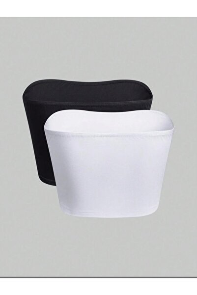 Toum Чорно-білий лікра з бавовни без бретелей, набір з 2 штук