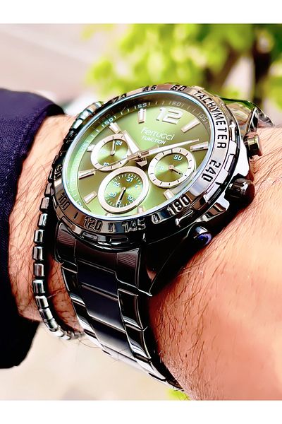 Ferrucci Ferrucci̇ New 2024 Function Steel Men's Wrist Watch + Bracelet with Gift